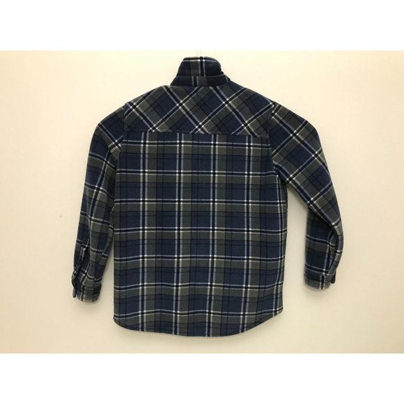 Freedom Foundry Warm Soft Mens L Blue Green Plaid Button Down Fleece Sweater *12 - Picture 4 of 4